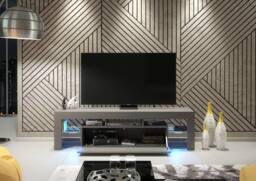 Mex Furniture LTD TV Unit with LED Lighting & Gloss Doors / 160cm in Dark Grey - thumbnail 6