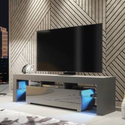 Mex Furniture LTD TV Unit with LED Lighting & Gloss Doors / 160cm in Dark Grey