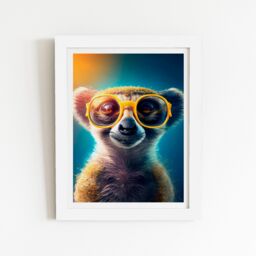 "Warren Reed - Designer Meerkat With Glasses Splashart Framed Art Print in White - Size: W16"" x H24""" - thumbnail 2