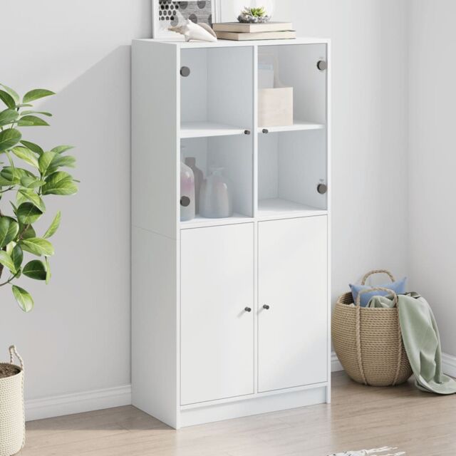 Berkfield Home Highboard with Doors White 68x37x142 cm Engineered Wood - Size: 68 x 37 x 142 cm - image 1