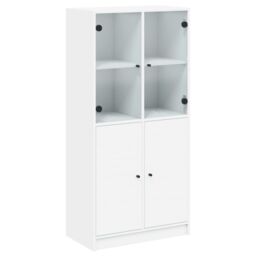 Berkfield Home Highboard with Doors White 68x37x142 cm Engineered Wood - Size: 68 x 37 x 142 cm - thumbnail 2
