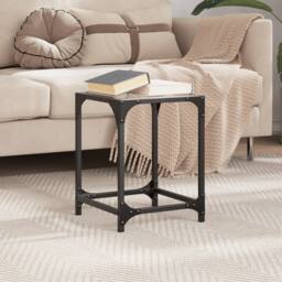 Berkfield Home Modern Coffee Table with Transparent Glass Top 30x30x40 cm Steel - Size: 30 x 30 x 40 cm - thumbnail 1
