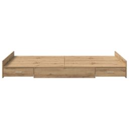 Berkfield Home Storage Bed Frame with Drawer Artisan oak 120 x 200 cm Melamine in Brown - thumbnail 5