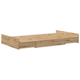 Berkfield Home Storage Bed Frame with Drawer Artisan oak 120 x 200 cm Melamine in Brown - thumbnail 7