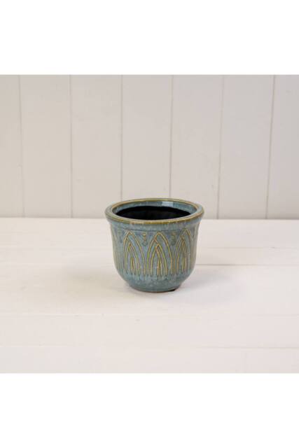 KDMD Ceramic Rustic Blue Indoor Plant Pot 10cm - image 1