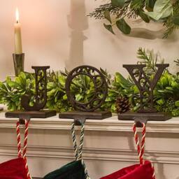 Dibor JOY Set of 3 Decorative Stocking Hook Christmas Stocking Holders in Brown - Size: 3 Pack