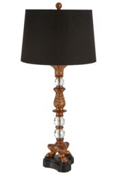Orsina Classical Bronze Table Lamp, Ornate Boutique Accent Lamp For Living Room, Black & Bronze Lamp in Brown - thumbnail 1