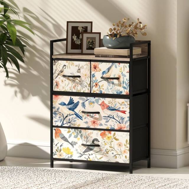 STILVORA Chest of Drawers 4 Drawer with wooden structure Multicolour in White - image 1