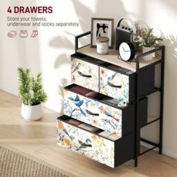 STILVORA Chest of Drawers 4 Drawer with wooden structure Multicolour in White - thumbnail 3