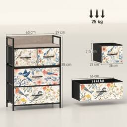 STILVORA Chest of Drawers 4 Drawer with wooden structure Multicolour in White - thumbnail 4