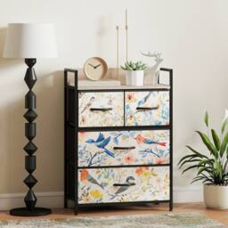 STILVORA Chest of Drawers 4 Drawer with wooden structure Multicolour in White - thumbnail 2