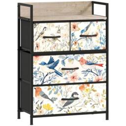 STILVORA Chest of Drawers 4 Drawer with wooden structure Multicolour in White - thumbnail 5