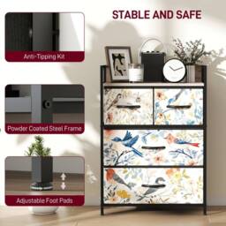 STILVORA Chest of Drawers 4 Drawer with wooden structure Multicolour in White - thumbnail 8