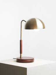 Orsina Wooden Base Antique Brass Finish Task Lamp, Linear Tube Design Bedside Table Light, Sleek Lamp On A Table in Gold - thumbnail 5