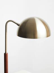 Orsina Wooden Base Antique Brass Finish Task Lamp, Linear Tube Design Bedside Table Light, Sleek Lamp On A Table in Gold - thumbnail 6