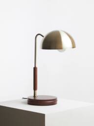 Orsina Wooden Base Antique Brass Finish Task Lamp, Linear Tube Design Bedside Table Light, Sleek Lamp On A Table in Gold - thumbnail 4