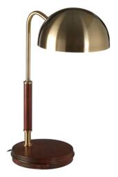 Orsina Wooden Base Antique Brass Finish Task Lamp, Linear Tube Design Bedside Table Light, Sleek Lamp On A Table in Gold - thumbnail 3