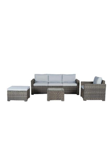Marbella Five Seater Rattan Outdoor Garden Corner Lounge Set with Armchair and Table