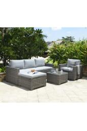 Marbella Five Seater Rattan Outdoor Garden Corner Lounge Set with Armchair and Table - thumbnail 3