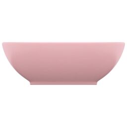 Berkfield Home Luxury Basin Oval-shaped Matt Pink 40x33 cm Ceramic - thumbnail 3