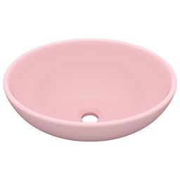 Berkfield Home Luxury Basin Oval-shaped Matt Pink 40x33 cm Ceramic - thumbnail 2