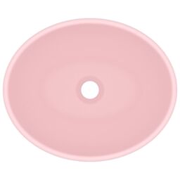 Berkfield Home Luxury Basin Oval-shaped Matt Pink 40x33 cm Ceramic - thumbnail 4