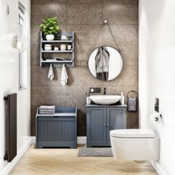 Home Discount Bath Vida Freestanding Functional Laundry Chest Bathroom Storage in Grey - thumbnail 5