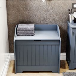 Home Discount Bath Vida Freestanding Functional Laundry Chest Bathroom Storage in Grey - thumbnail 4
