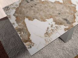 Angel Cerda Rectangular Extendable Dining Table, Porcelain Marble, Taupe Steel - thumbnail 6