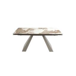 Angel Cerda Rectangular Extendable Dining Table, Porcelain Marble, Taupe Steel - thumbnail 2