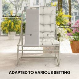 OUTSUNNY 3 Piece Bistro Set, Outdoor Table & Chair Set with Footstool in Light Grey - thumbnail 5