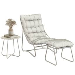 OUTSUNNY 3 Piece Bistro Set, Outdoor Table & Chair Set with Footstool in Light Grey - thumbnail 2