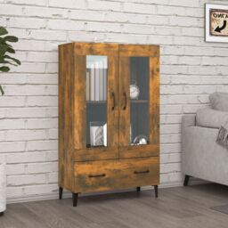 Berkfield Home Highboard Smoked Oak 70x31x115 cm Engineered Wood in Brown - Size: 70 x 31 x 115 cm - thumbnail 1