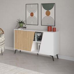 Decortie Doors Sideboard' Modern Sideboard Cabinet Storage Console in White - Size: 2 Pack - thumbnail 4