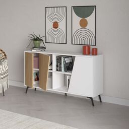 Decortie Doors Sideboard' Modern Sideboard Cabinet Storage Console in White - Size: 2 Pack - thumbnail 3