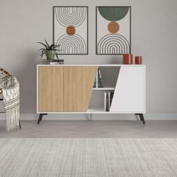 Decortie Doors Sideboard' Modern Sideboard Cabinet Storage Console in White - Size: 2 Pack