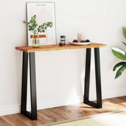 Berkfield Home Console Table with Live Edge 110x35x80 cm Solid Wood Acacia in Brown - Size: 110 x 35 x 80 cm - thumbnail 1
