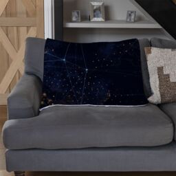 Benjamin Tate Design Connection Lines Around Earth Globe Blanket in Natural - Size: 120 cm x 150 cm - thumbnail 2
