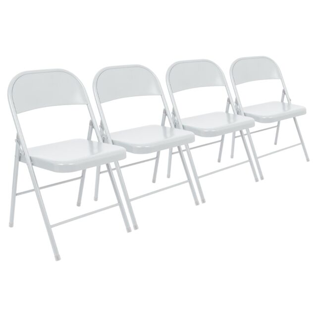 Harbour Housewares Metal Folding Chair - Pack of 4 in White - image 1