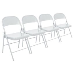 Harbour Housewares Metal Folding Chair - Pack of 4 in White