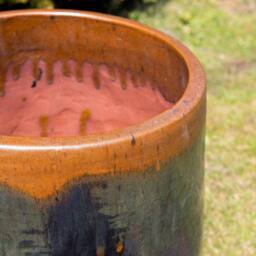 Primrose Terracotta Tall Round Honey Pot Style Planter In Grey & Blue 42cm in Dark Blue - thumbnail 2