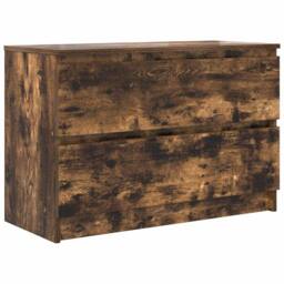 Berkfield Home TV Cabinet Smoked Oak 80x35x54 cm Engineered Wood in Brown - Size: 80 x 35 x 54 cm - thumbnail 2