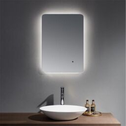 Clifton 50cm Infra-Red Rounded Edge Bathroom Wall Mirror in Natural - thumbnail 1
