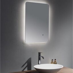 Clifton 50cm Infra-Red Rounded Edge Bathroom Wall Mirror in Natural - thumbnail 2
