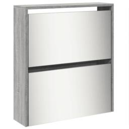 Berkfield Home Shoe Cabinet with Mirror 5-Layer Grey Sonoma 63x17x169.5 cm - thumbnail 7