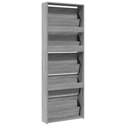 Berkfield Home Shoe Cabinet with Mirror 5-Layer Grey Sonoma 63x17x169.5 cm - thumbnail 9