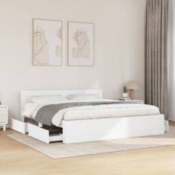 Berkfield Home Bed Frame with Headboard without Mattress White 200x200 cm - thumbnail 1