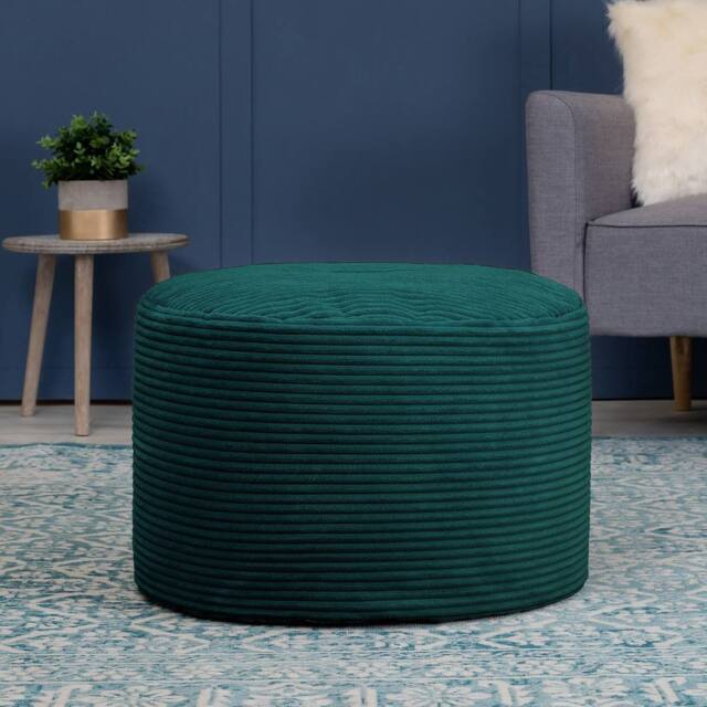 icon Milano Bean Bag Footstool Corduroy Round Pouffe in Teal - image 1