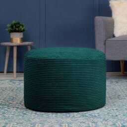 icon Milano Bean Bag Footstool Corduroy Round Pouffe in Teal