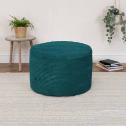 icon Milano Bean Bag Footstool Corduroy Round Pouffe in Teal - thumbnail 2